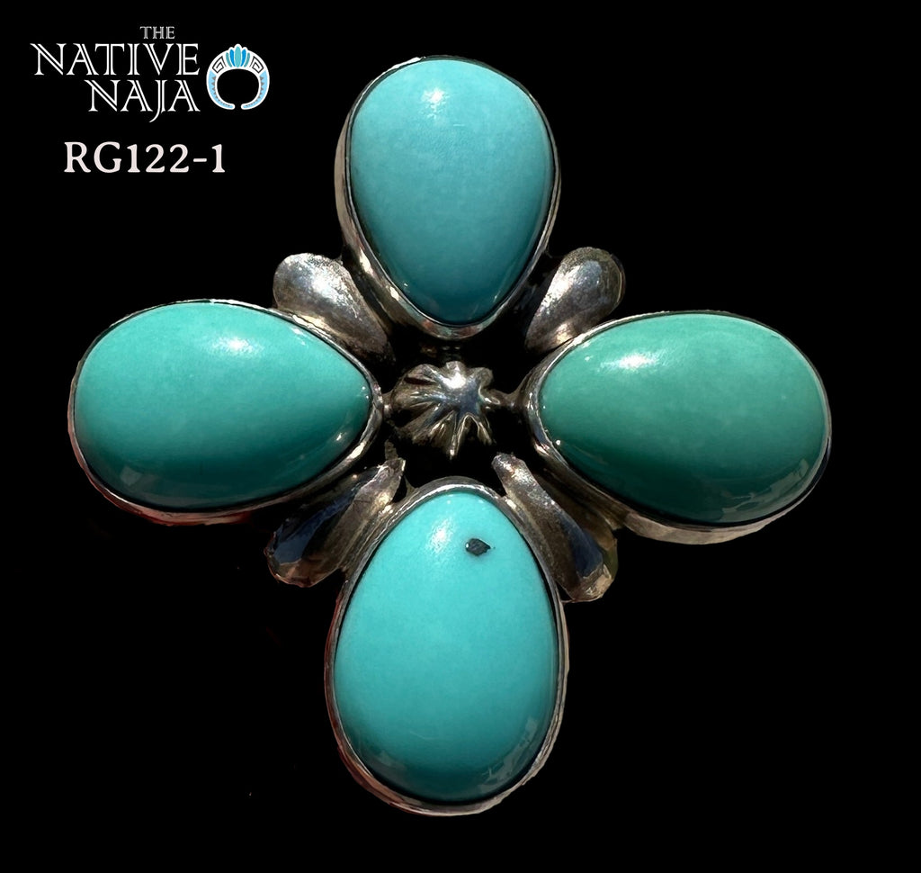 Navajo Etta Endito Sterling Silver & Campitos Turquoise Ring Size 6 RG122-1