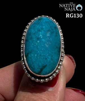Navajo Art Platero Sterling Silver & Kingman Turquoise Ring SZ 6 1/2 RG130