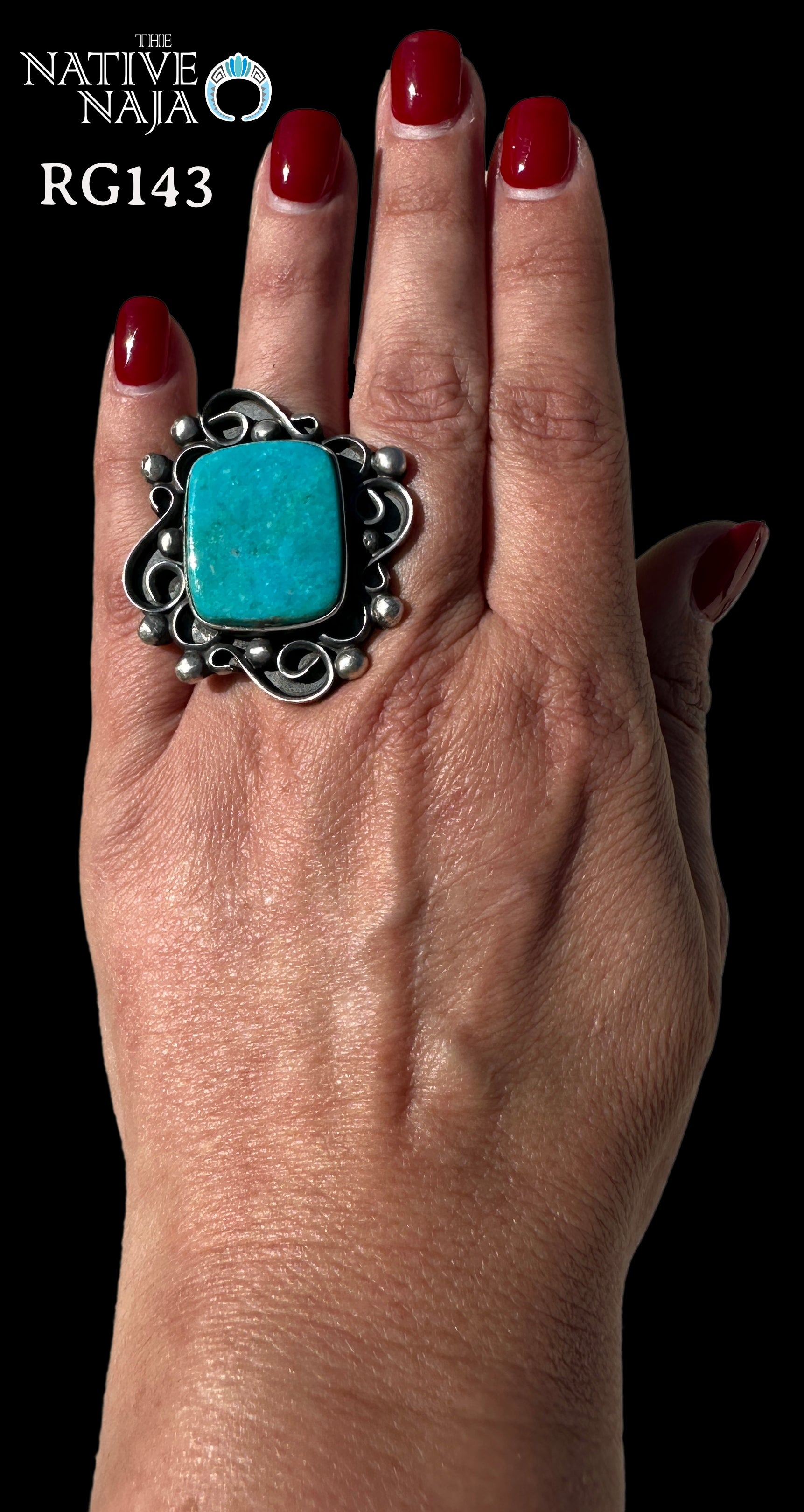 Chimney Butte Silver & Campitos Turquoise Stunning Statement Ring Size 7 RG143