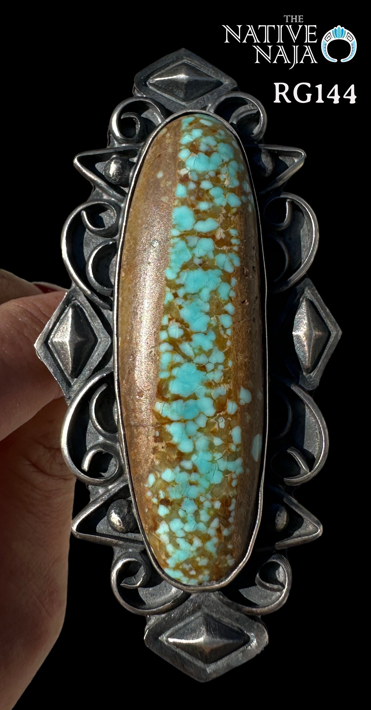 Massive Navajo Chimney Butte Sterling Silver & #8 Turquoise Ring Size 7 1/2 RG144