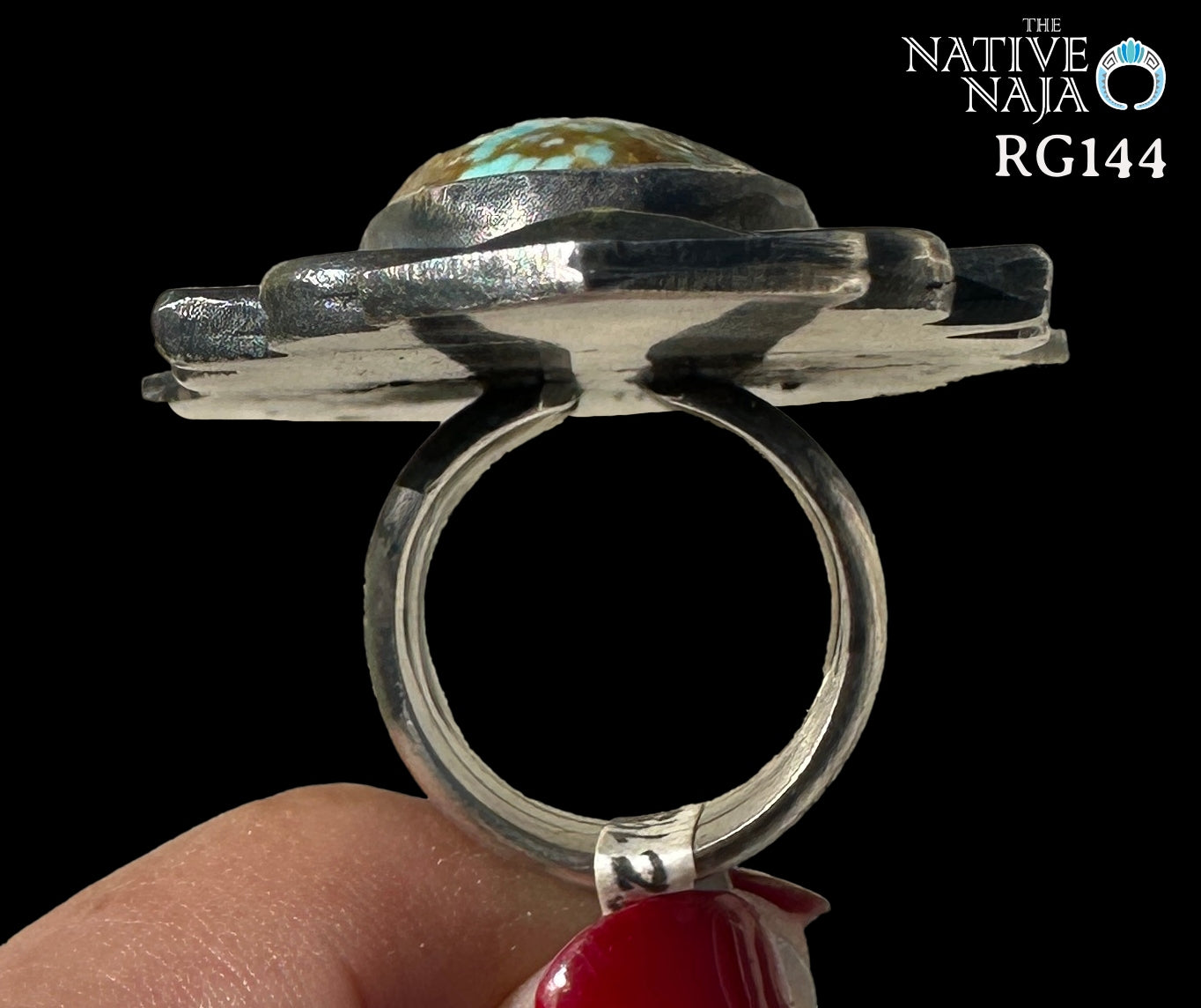 Massive Navajo Chimney Butte Sterling Silver & #8 Turquoise Ring Size 7 1/2 RG144