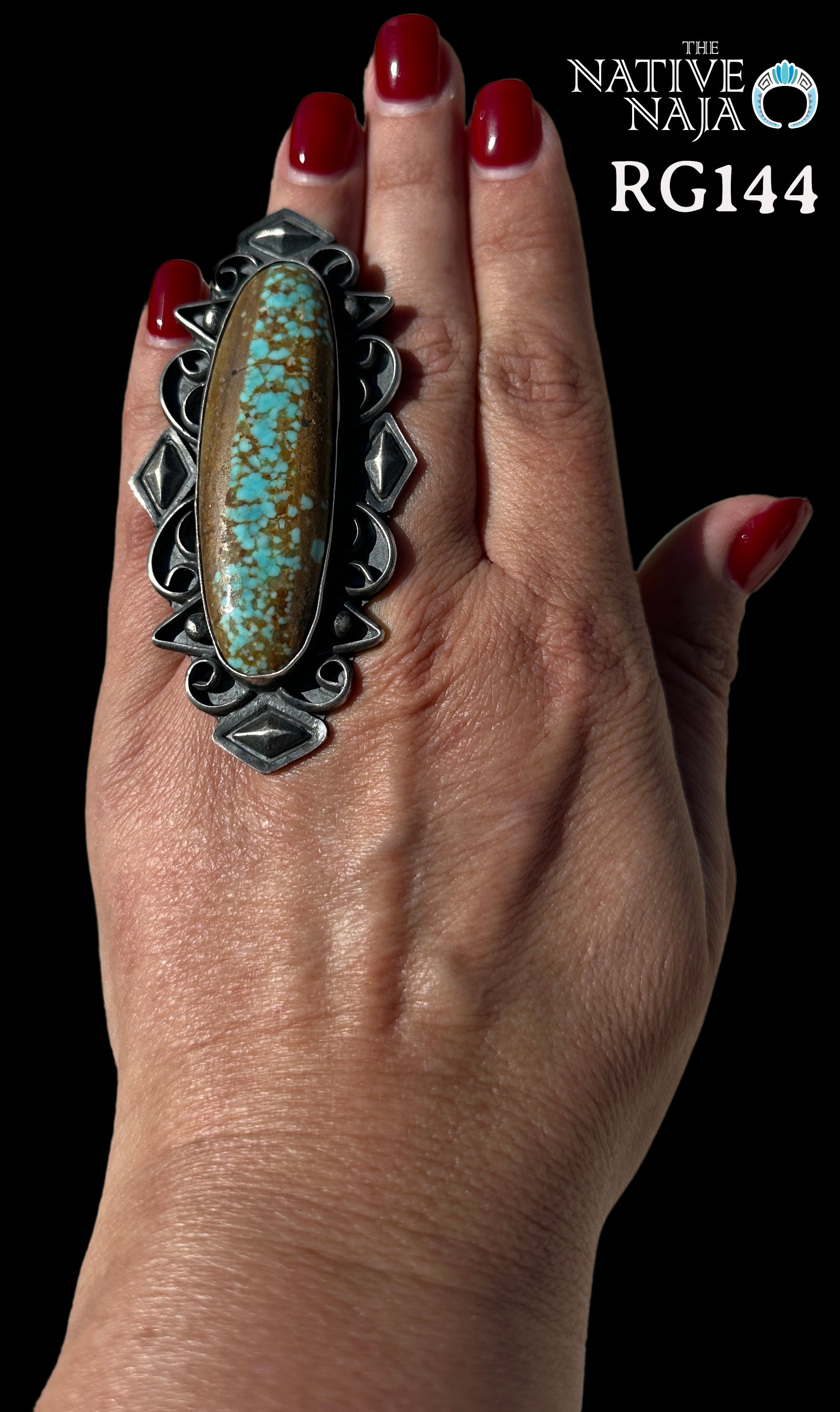 Massive Navajo Chimney Butte Sterling Silver & #8 Turquoise Ring Size 7 1/2 RG144