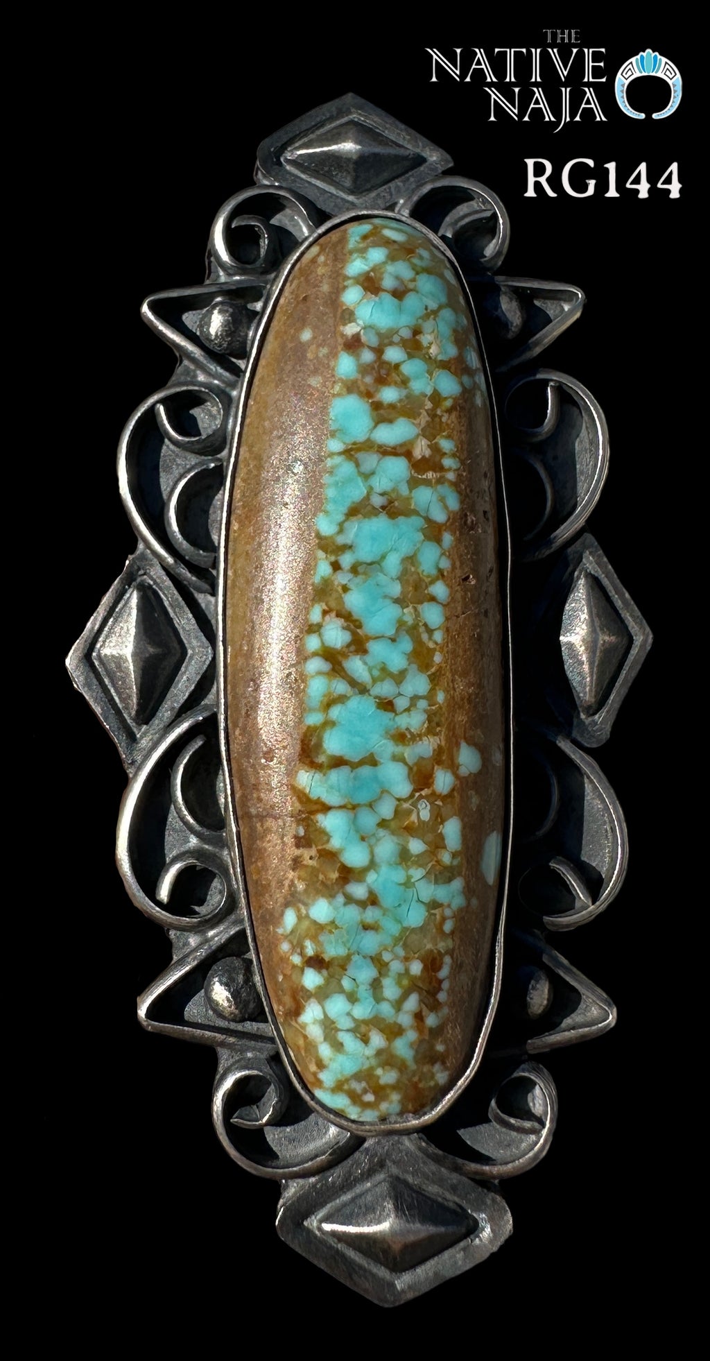 Massive Navajo Chimney Butte Sterling Silver & #8 Turquoise Ring Size 7 1/2 RG144