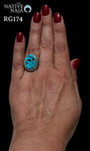 Navajo Jamie Saunders Sterling Silver & Turquoise Ring Size 7 RG174