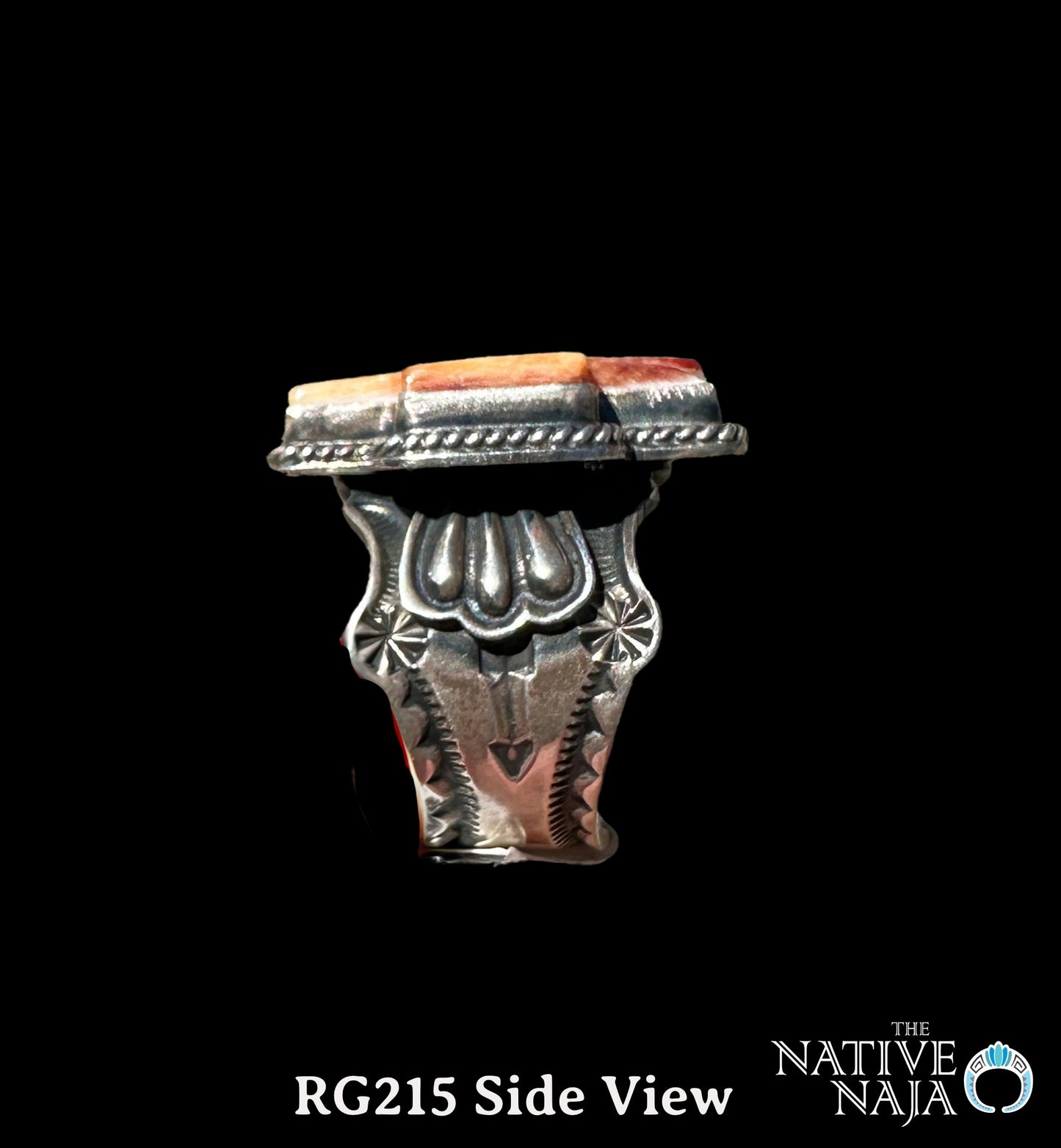 Navajo Andy Cadman Sterling Silver & Spiny Oyster Cross Ring Size 7 1/2 RG215