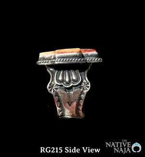 Navajo Andy Cadman Sterling Silver & Spiny Oyster Cross Ring Size 7 1/2 RG215