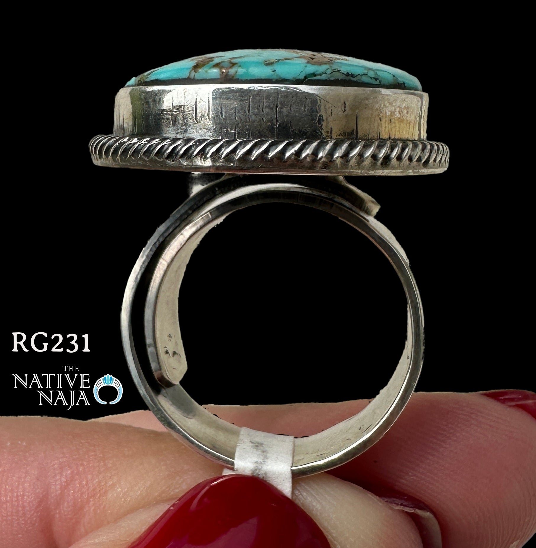 Stunning Navajo Jesse Martinez Royston Turquoise & Sterling Silver Adjustable Ring RG231