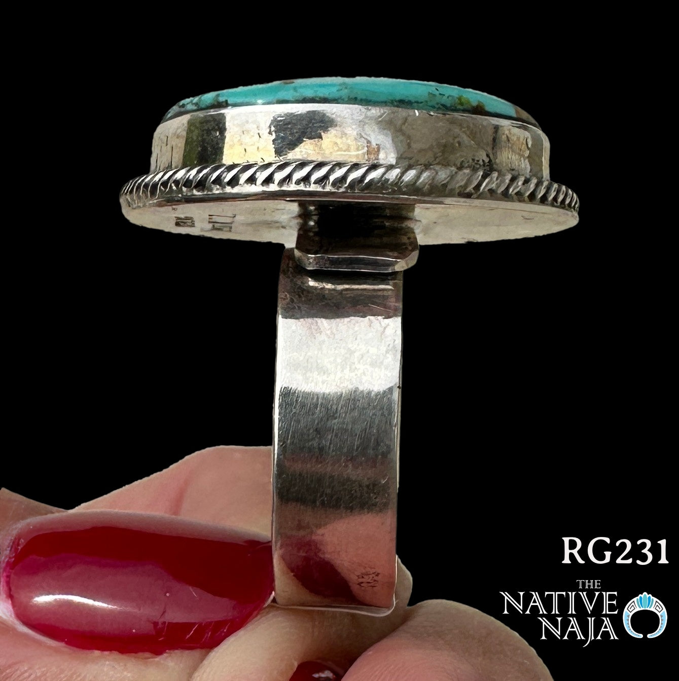 Stunning Navajo Jesse Martinez Royston Turquoise & Sterling Silver Adjustable Ring RG231