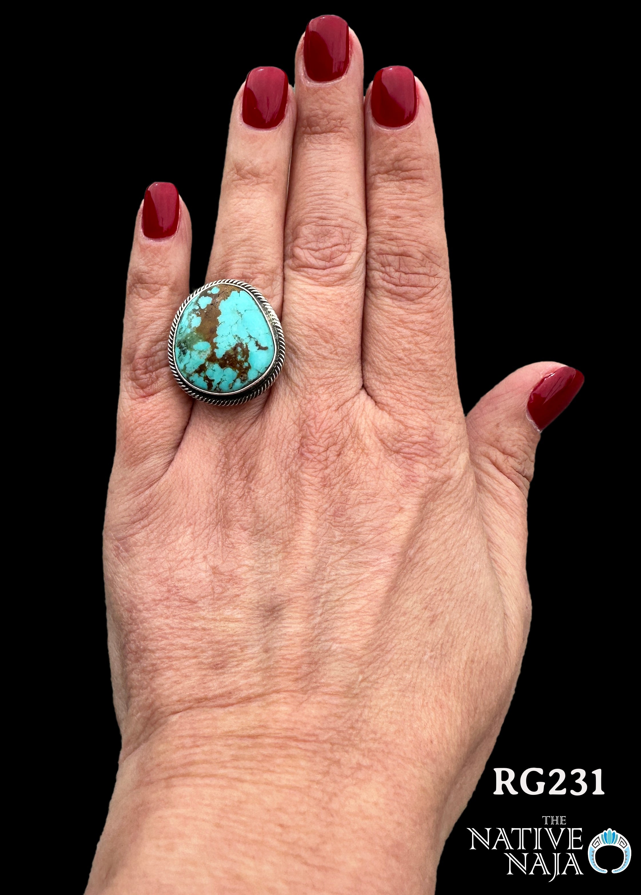 Stunning Navajo Jesse Martinez Royston Turquoise & Sterling Silver Adjustable Ring RG231
