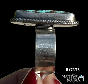 Stunning Navajo Jesse Martinez Royston Turquoise & Sterling Silver Adjustable Ring RG233
