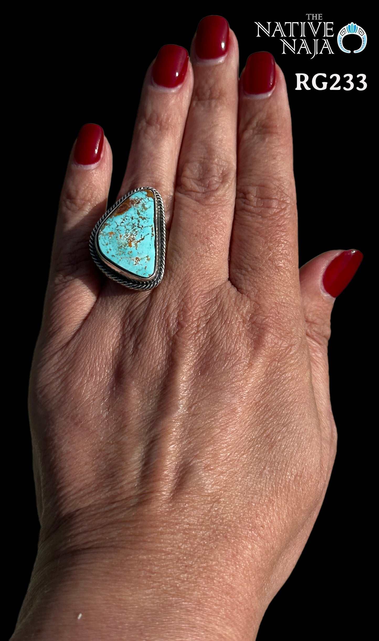 Stunning Navajo Jesse Martinez Royston Turquoise & Sterling Silver Adjustable Ring RG233