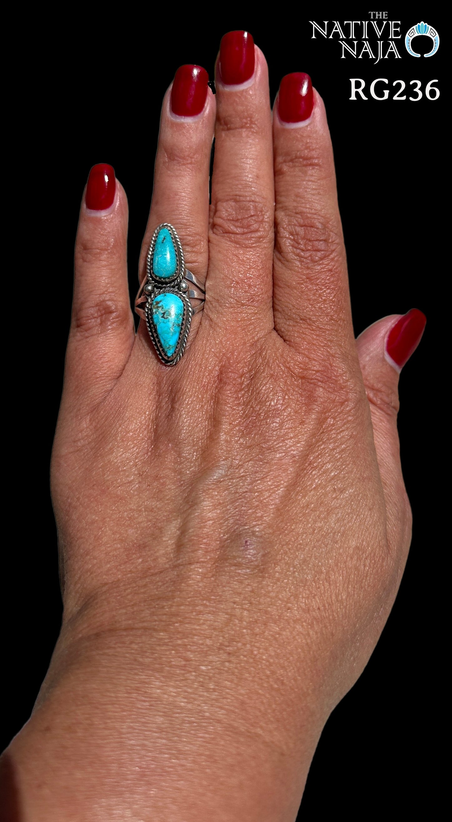 Navajo LaRosa Ganadonegro Silver & Royston Turquoise Ring SZ 7 3/4" RG236