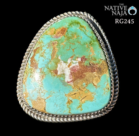 Large Navajo Benny Benally Sterling Silver & Royston Turquoise Ring SZ 9 1/4 RG245
