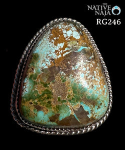 Large Navajo Benny Benally Sterling Silver & Royston Turquoise Ring SZ 10 1/4 RG246