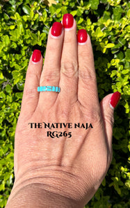 Zuni Verna Kanesta Sterling Silver & Turquoise Inlay Band Ring RG265