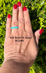 Zuni Verna Kanesta Sterling Silver & Turquoise Inlay Band Ring RG266