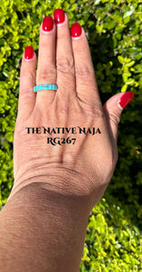 Zuni Verna Kanesta Sterling Silver & Turquoise Inlay Band Ring RG267