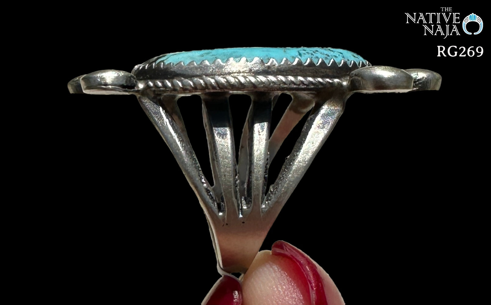 Navajo Martha Cayatieneto Sterling Silver & Kingman Turquoise Ring Size 7 RG269
