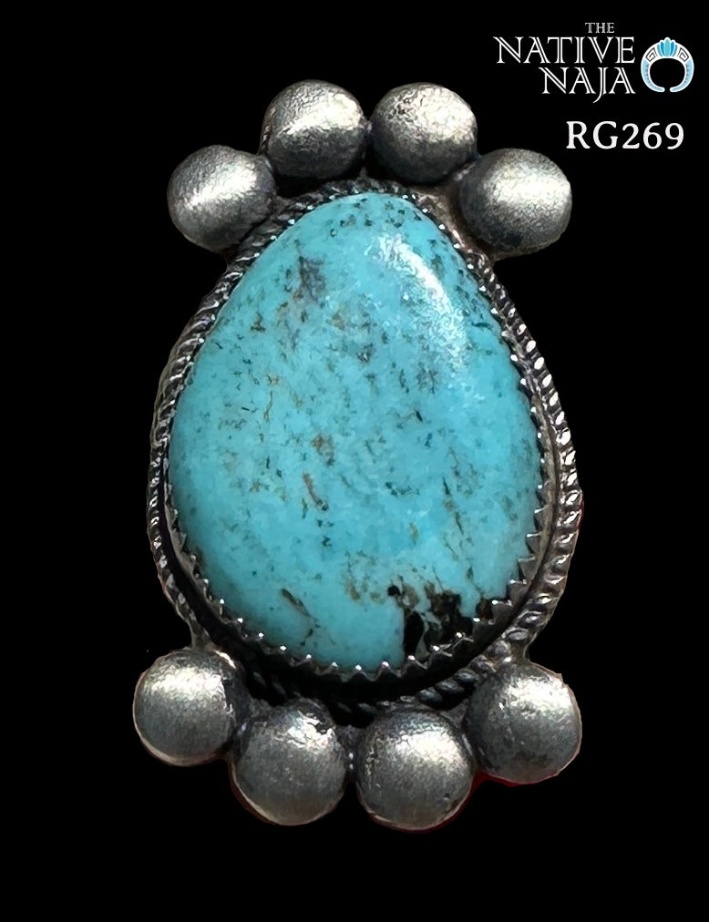 Navajo Martha Cayatieneto Sterling Silver & Kingman Turquoise Ring Size 7 RG269