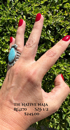 Navajo Martha Cayatieneto Sterling Silver & Kingman Turquoise Ring Size 6 1/2 RG270