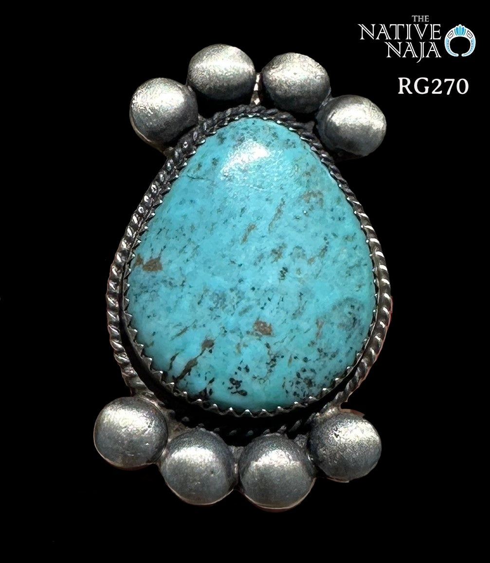 Navajo Martha Cayatieneto Sterling Silver & Kingman Turquoise Ring Size 6 1/2 RG270