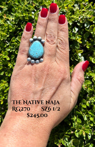 Navajo Martha Cayatieneto Sterling Silver & Kingman Turquoise Ring Size 6 1/2 RG270
