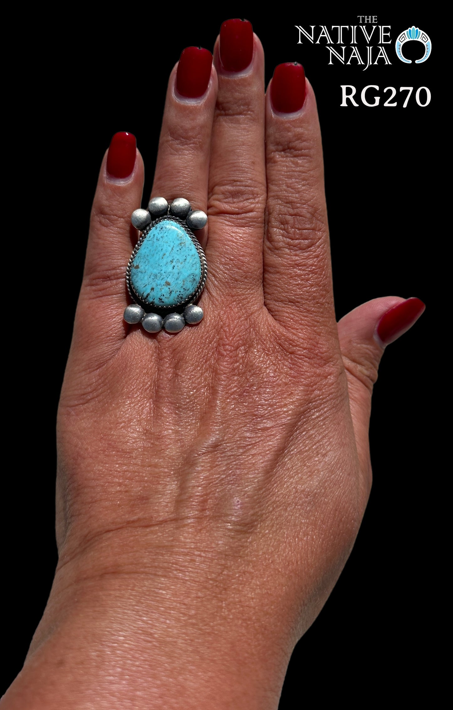 Navajo Martha Cayatieneto Sterling Silver & Kingman Turquoise Ring Size 6 1/2 RG270