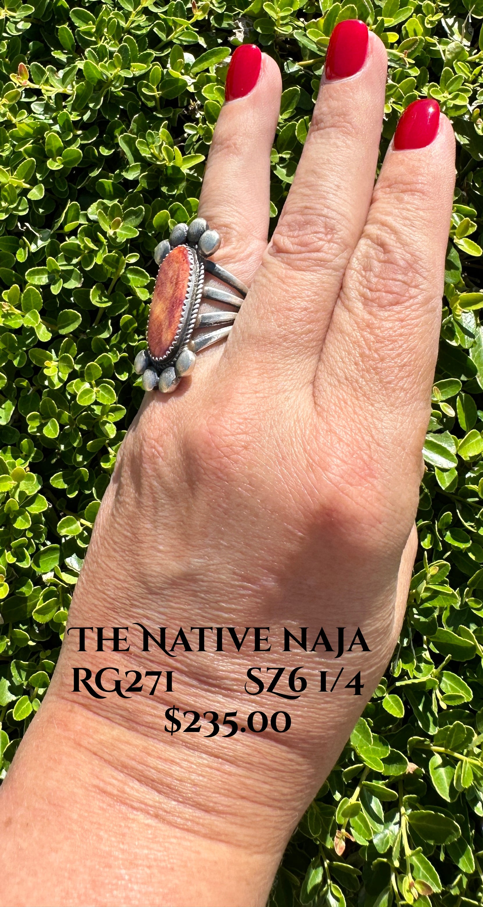 Navajo Martha Cayatieneto Sterling Silver & Spiny Oyster Ring Size 6 1/4 RG271