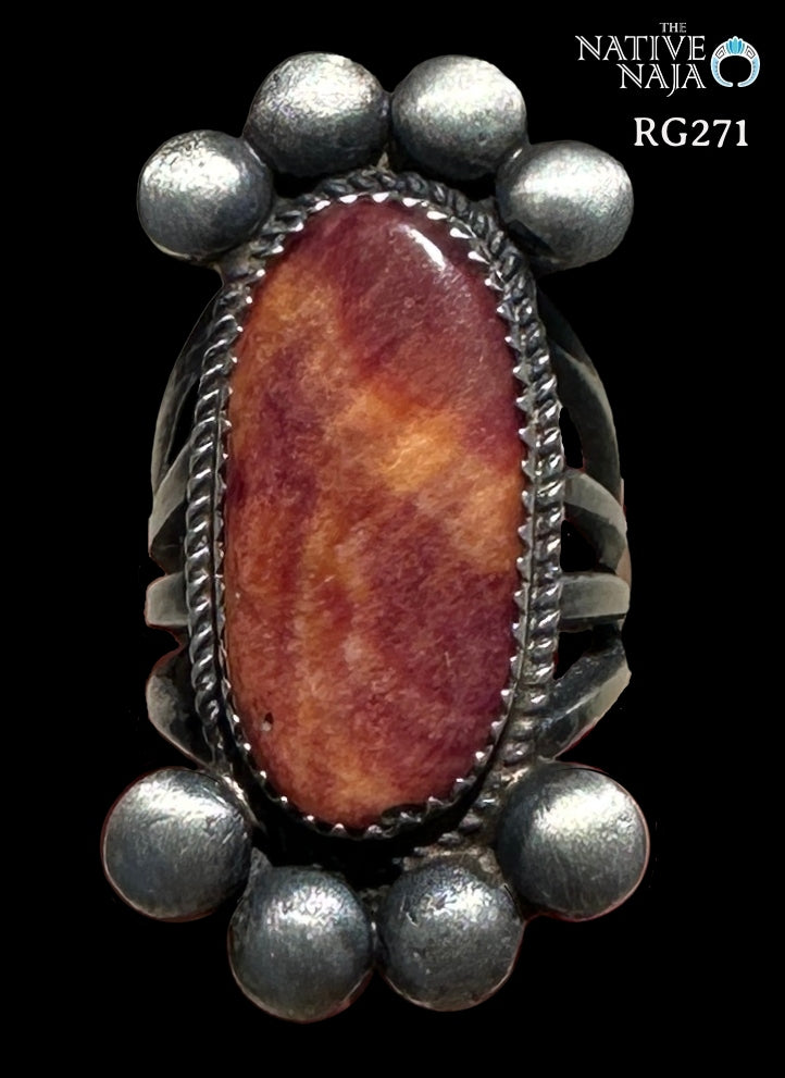 Navajo Martha Cayatieneto Sterling Silver & Spiny Oyster Ring Size 6 1/4 RG271