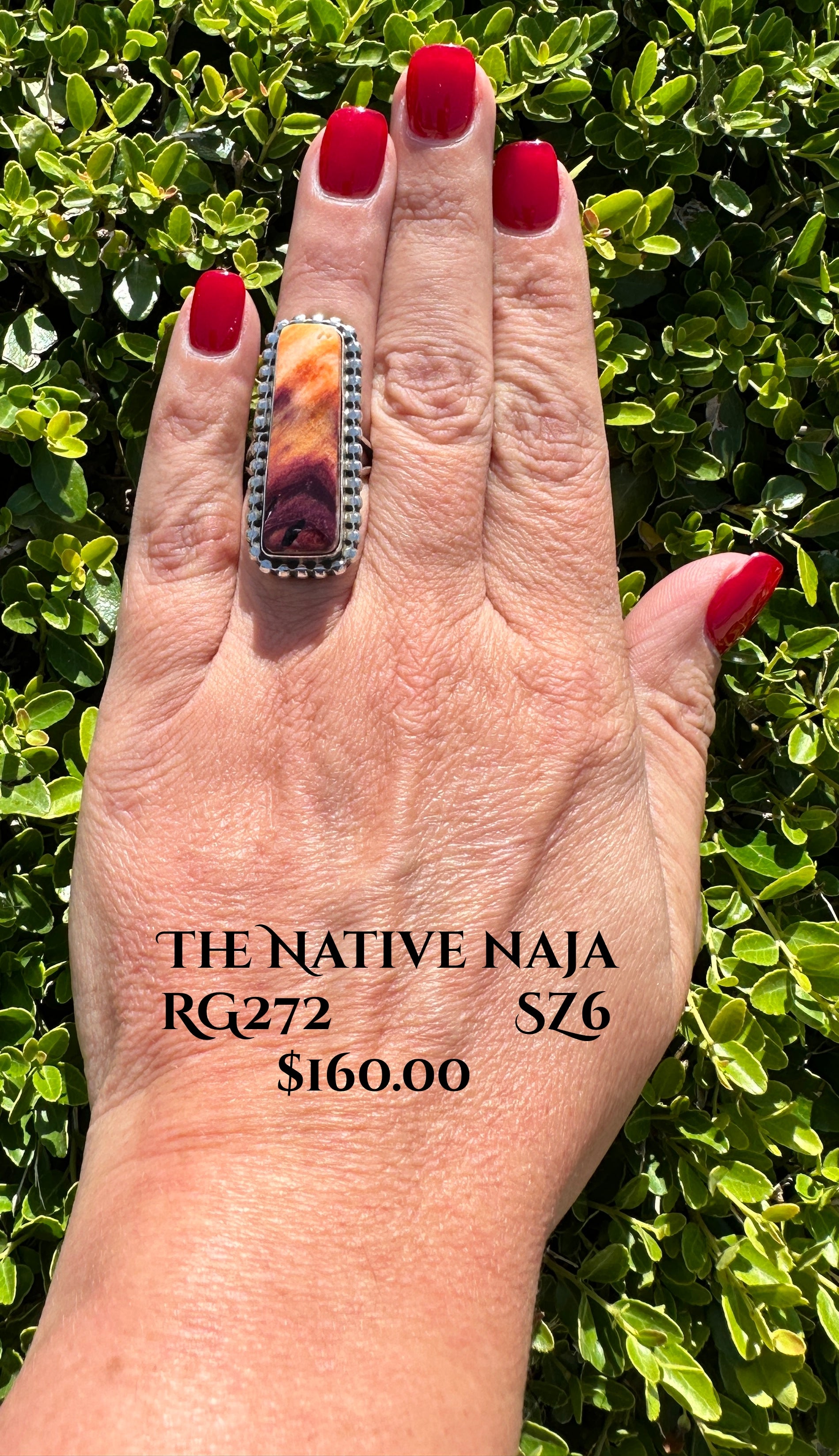 Navajo Mary Ann Spencer Sterling Silver & Purple Spiny Oyster Ring Size 6 RG272