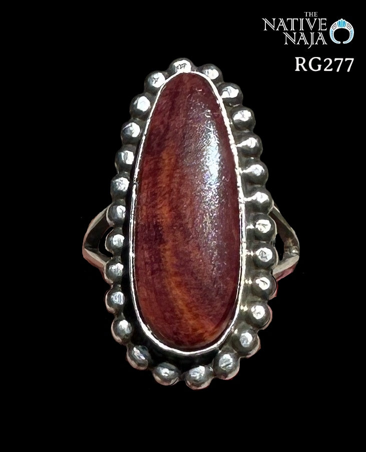 Navajo Mary Ann Spencer Sterling Silver & Spiny Oyster Ring Size 6 1/4 RG277