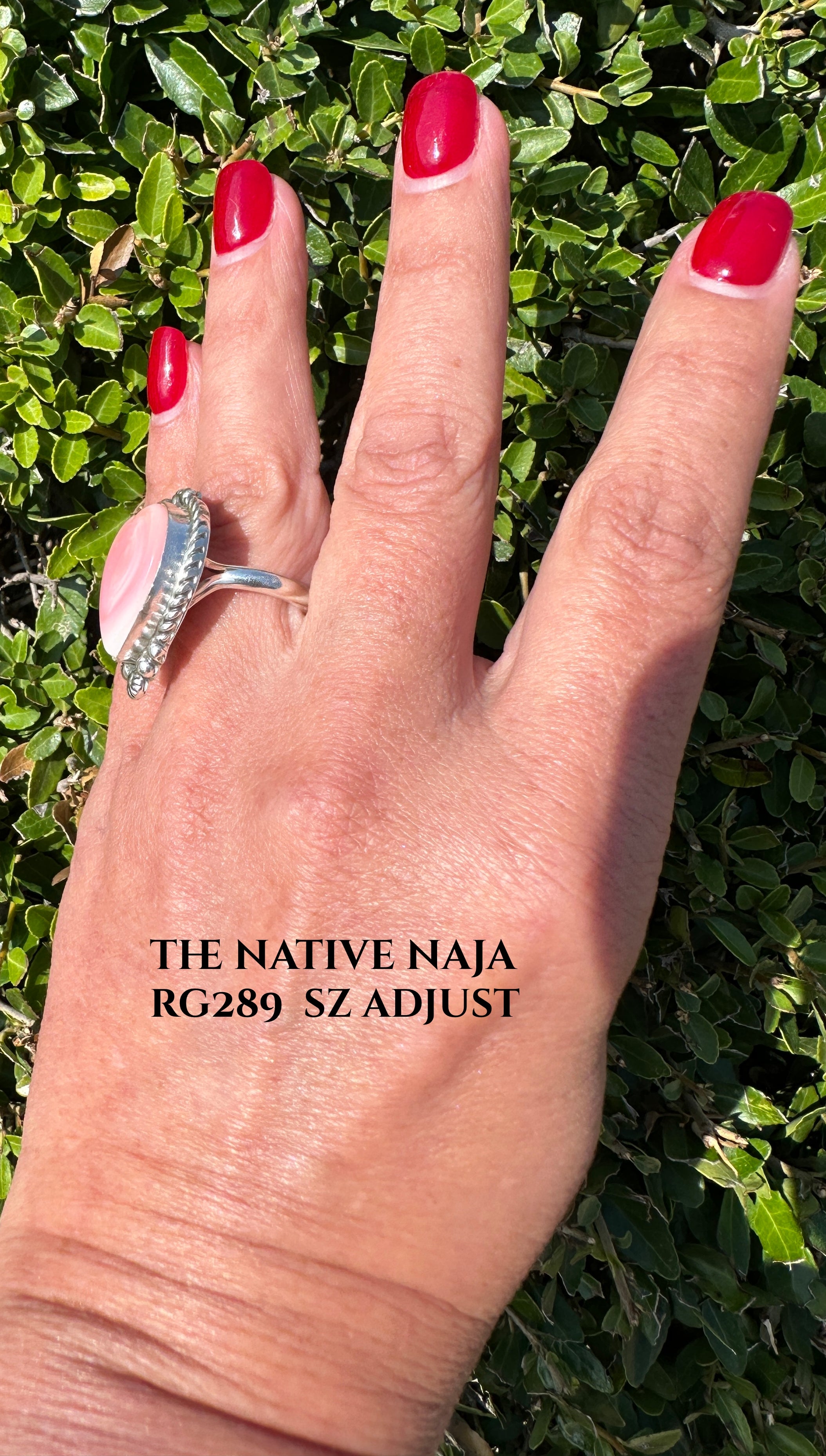 Navajo Artist Robert Shakey Sterling Silver & Pink Queen Conch Shell Heart Ring Size Adj RG289