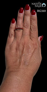 Zuni Artist Irma Ukestine Sterling Silver & Coral Band Ring Size 6 1/4 RG310