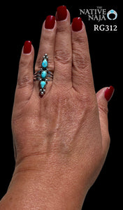 Navajo Rosella Paxton Sterling Silver & Blue Gem Turquoise Ring Size 8 RG312