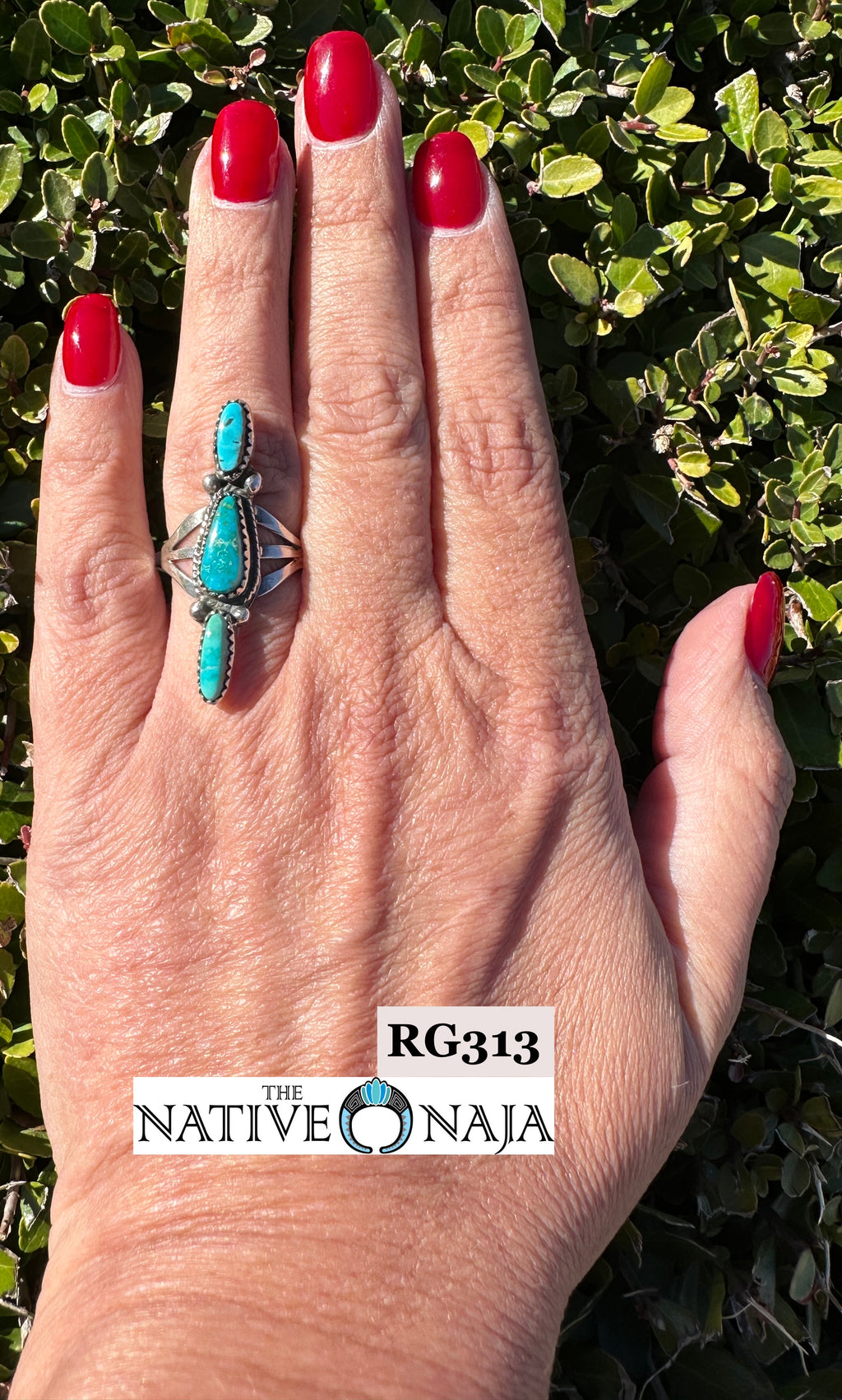 Navajo LaRose Ganadonegro Sterling Silver & Blue Gem Turquoise Ring Size 7 RG313