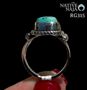 Navajo Rosella Paxton Sterling Silver & Rare Candelaria Turquoise Ring Size 7 RG315
