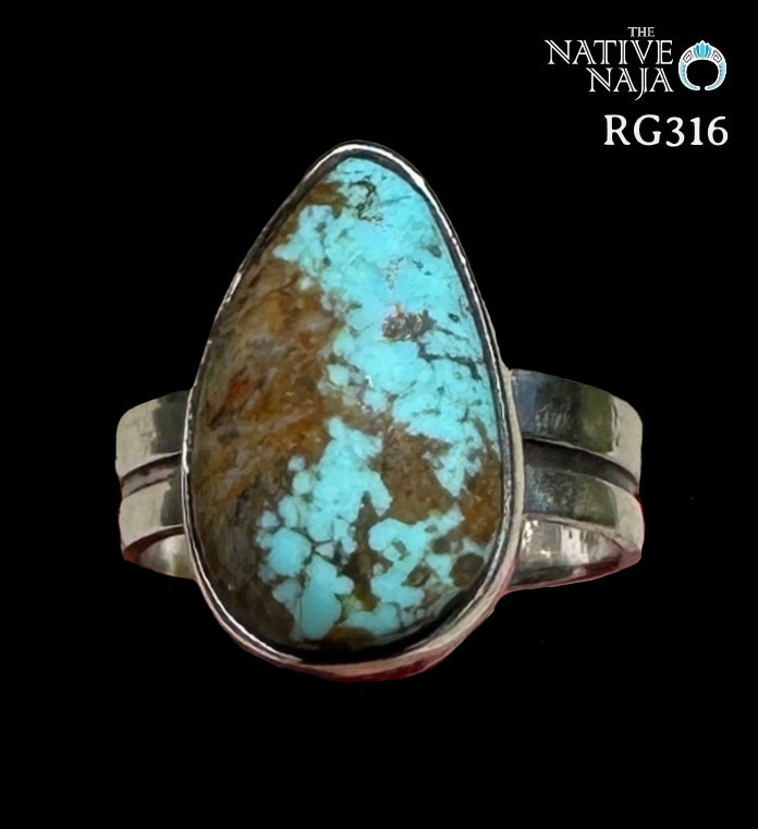 Navajo Jacob Troncosa Sterling Silver & Mine #8 Turquoise Ring Size 7 1/4 RG316