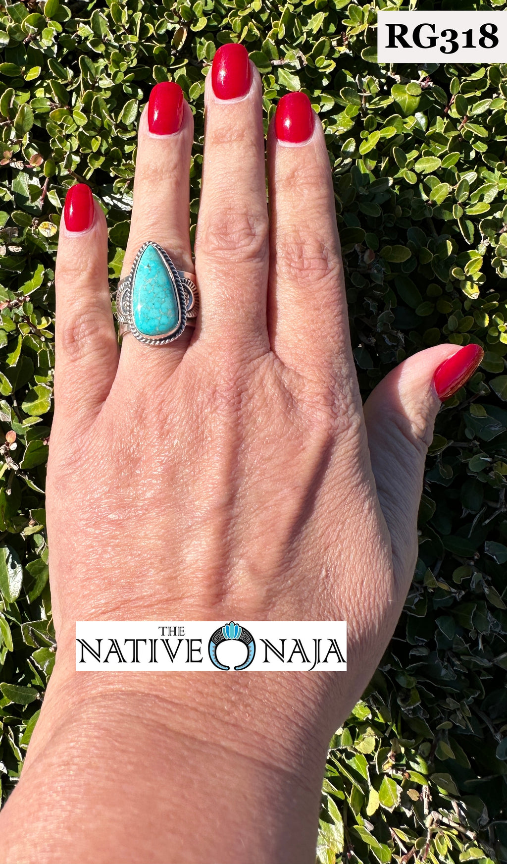 Navajo Sunshine Reeves Sterling Silver & Kingman Turquoise Ring Size 8 1/4 RG318