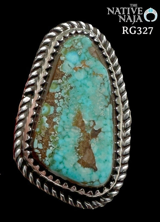 Navajo LaRosa Ganadonegro Sterling Silver & Royston Turquoise Ring SZ 7 1/4" RG327