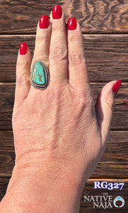 Navajo LaRosa Ganadonegro Sterling Silver & Royston Turquoise Ring SZ 7 1/4" RG327