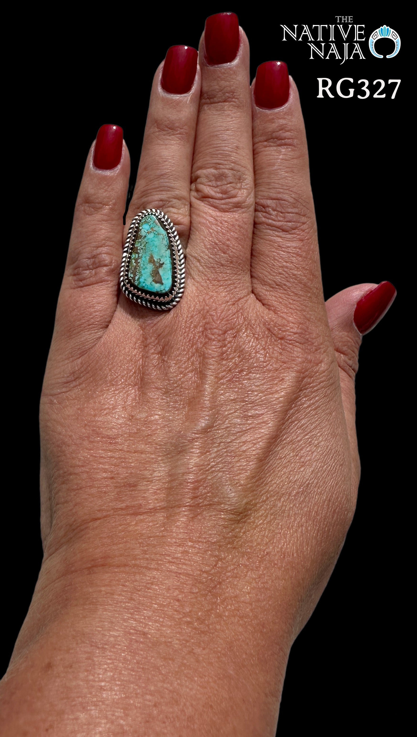 Navajo LaRosa Ganadonegro Sterling Silver & Royston Turquoise Ring SZ 7 1/4" RG327