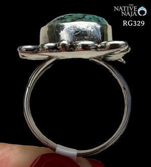 Navajo Artist Juan Guerro Sterling Silver & Kingman Turquoise Ring Size 7 1/2 RG329