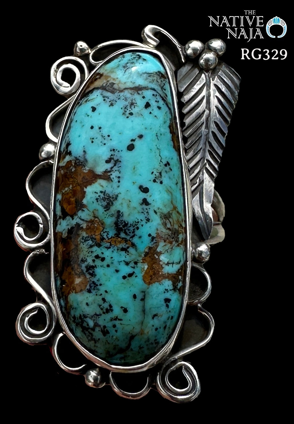 Navajo Artist Juan Guerro Sterling Silver & Kingman Turquoise Ring Size 7 1/2 RG329