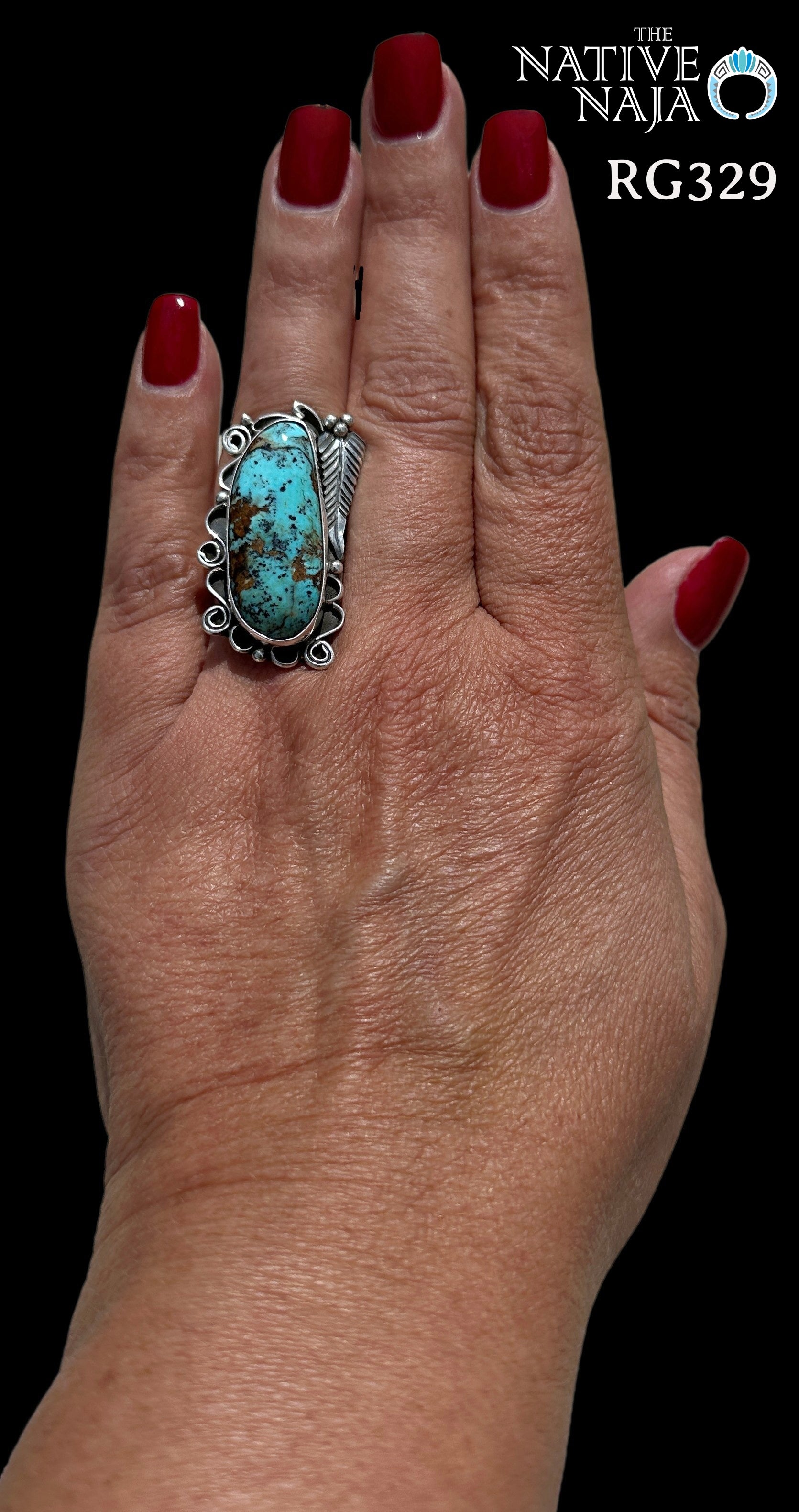 Navajo Artist Juan Guerro Sterling Silver & Kingman Turquoise Ring Size 7 1/2 RG329