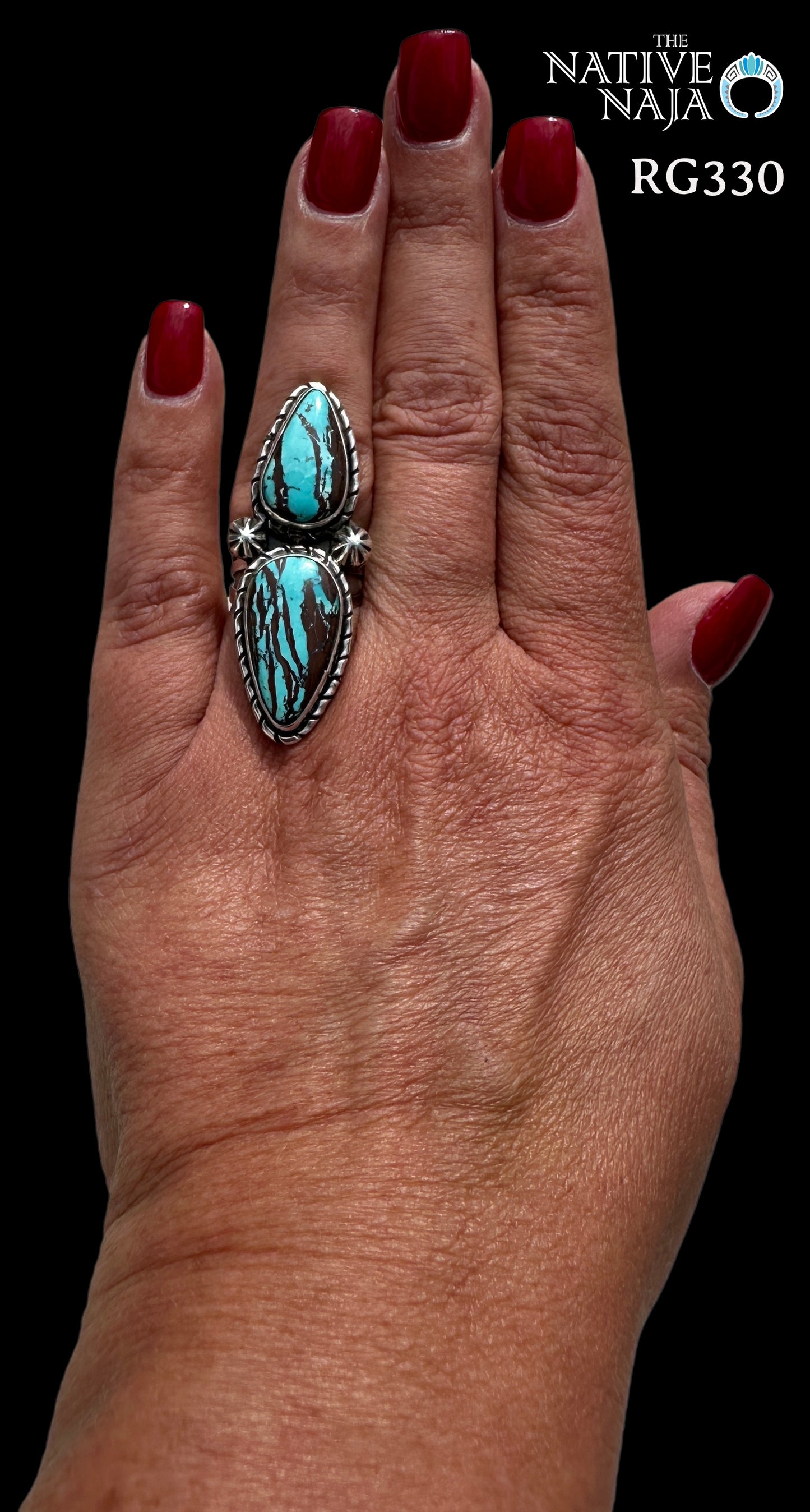 Navajo Artist Rosella Paxton Sterling Silver & Candelaria Turquoise Ring Size 7 1/2 RG330