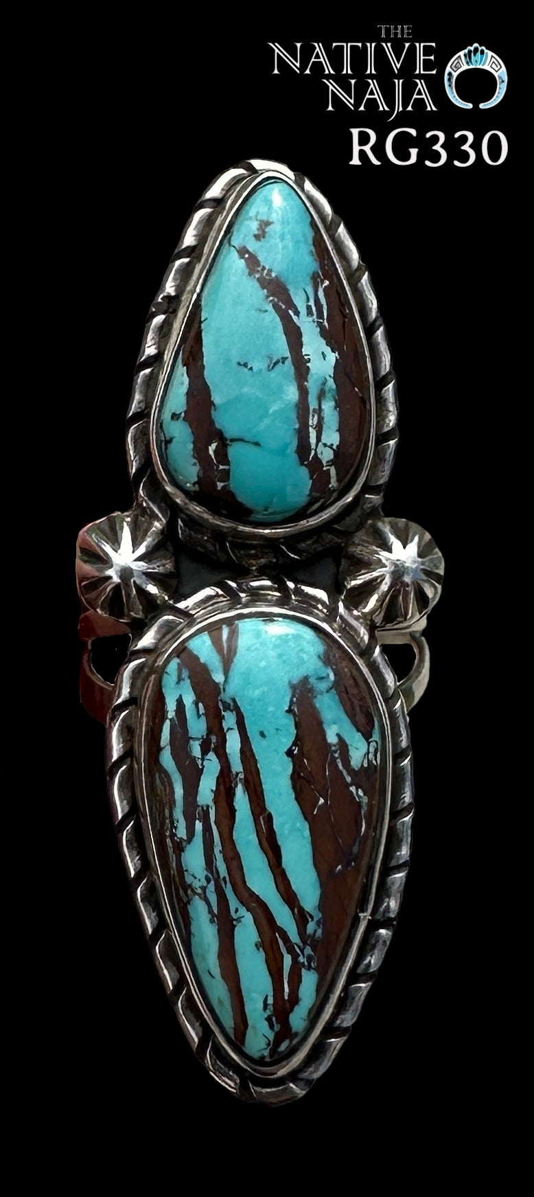 Navajo Artist Rosella Paxton Sterling Silver & Candelaria Turquoise Ring Size 7 1/2 RG330