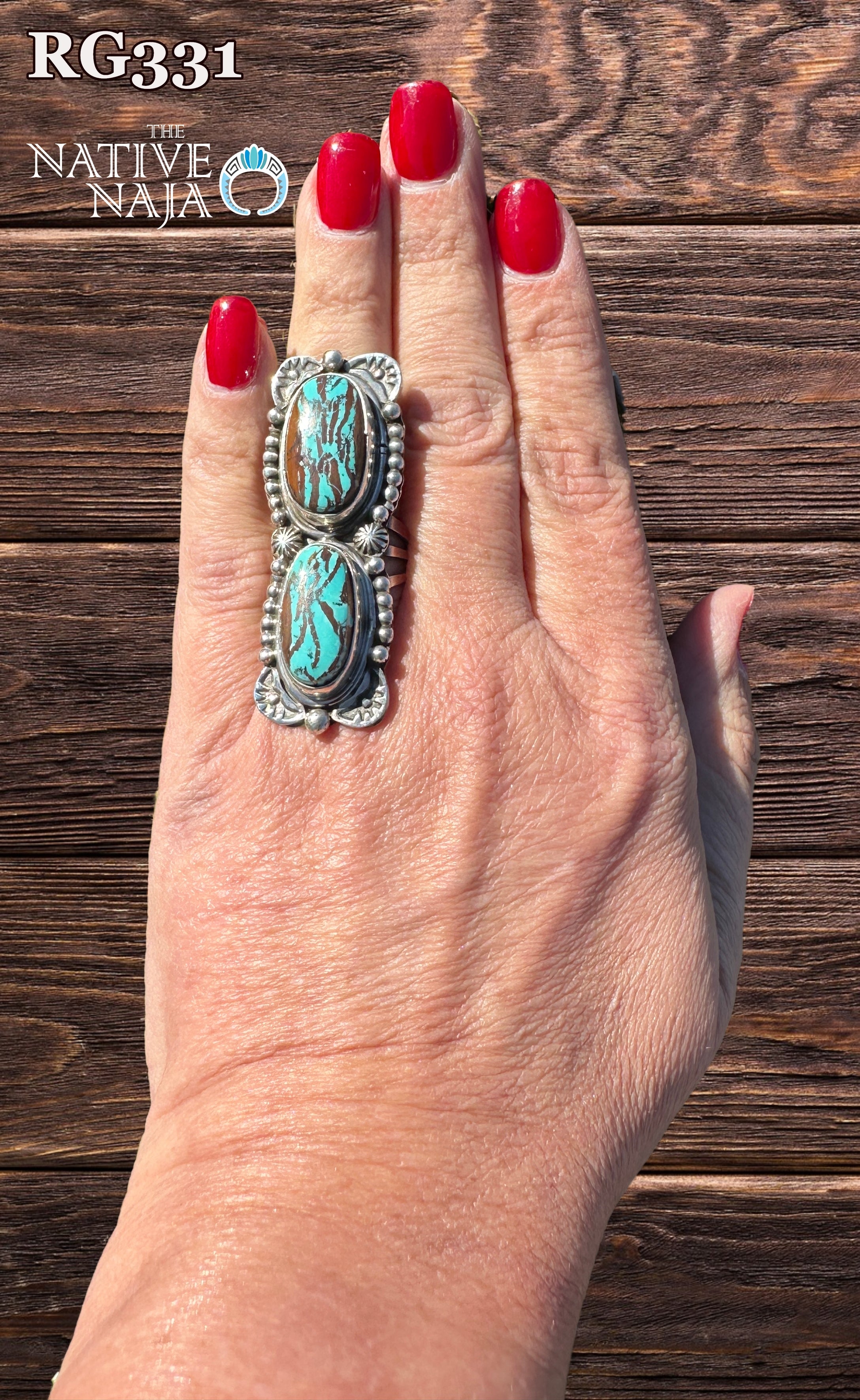 Navajo Artist Rosella Paxton Sterling Silver & Candelaria Turquoise Ring Size 8 1/2 RG331