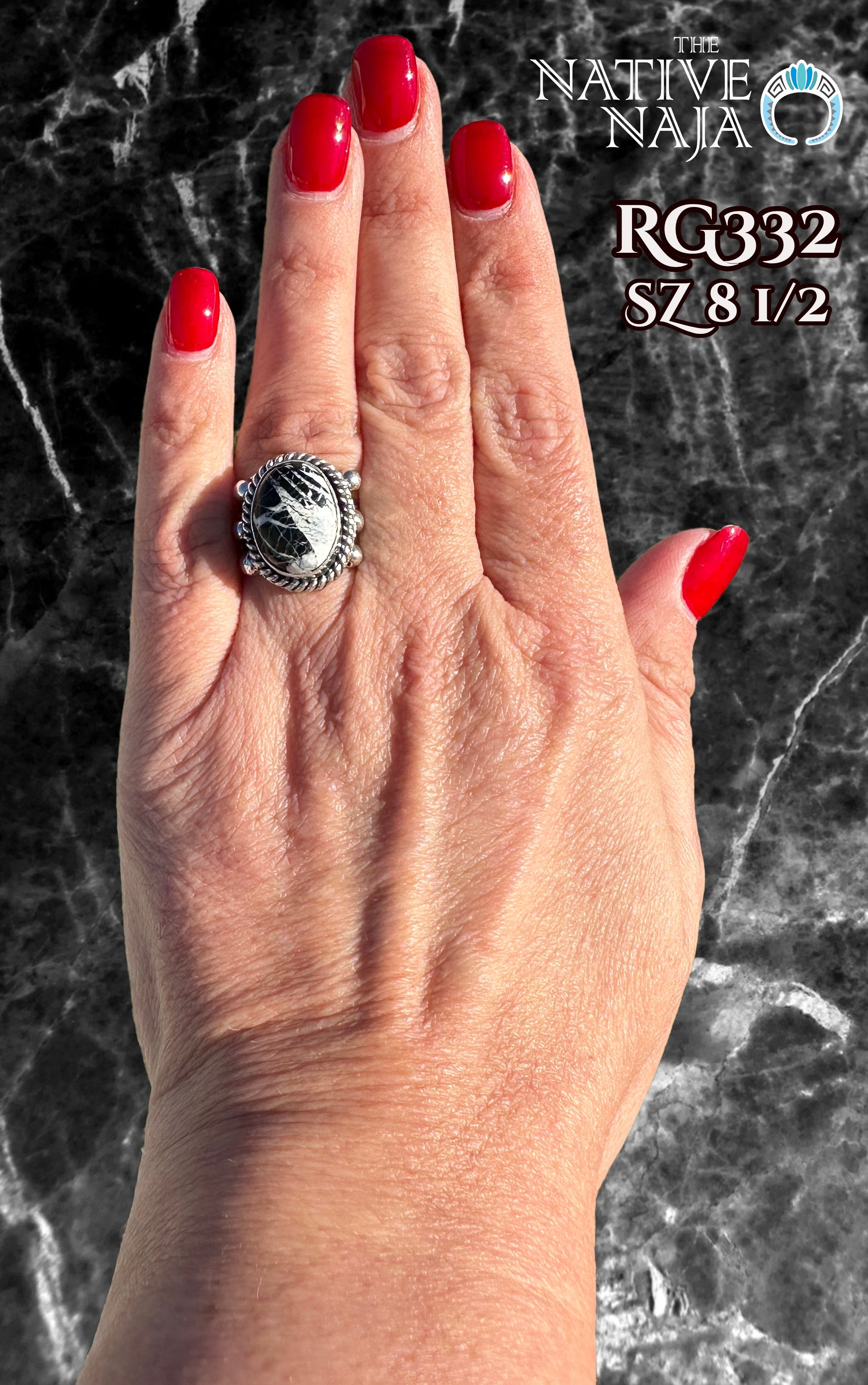 Navajo Artist Robinson Martinez Sterling Silver & White Buffalo Ring Size 8 1/2 RG332