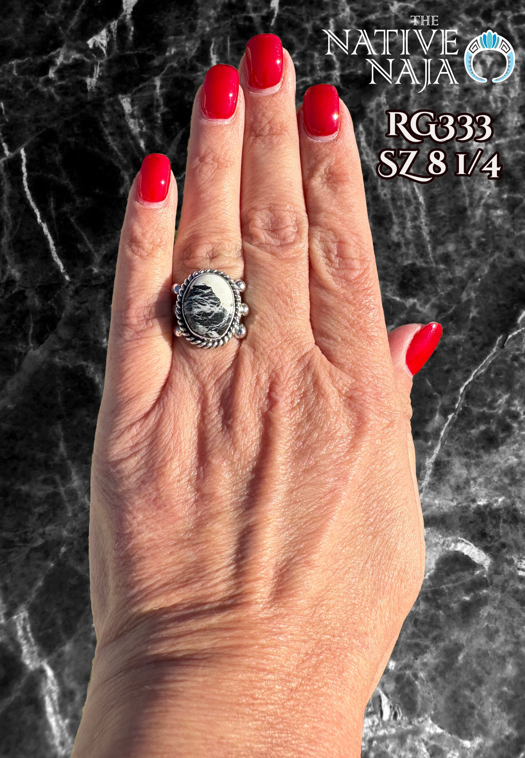 Navajo Artist Robinson Martinez Sterling Silver & White Buffalo Ring Size 8 1/4 RG333