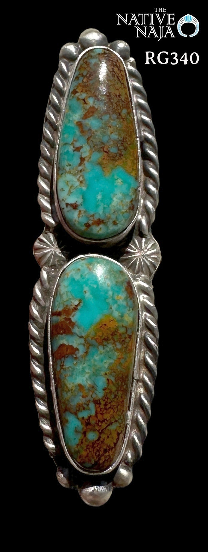 Navajo Robert Shakey Sterling Silver & Mine #8 Turquoise Adjustable Ring RG340